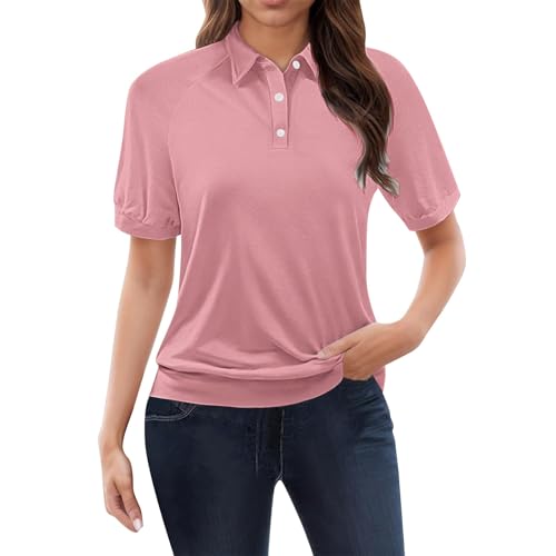 GOKKILRW Womens Polo Shirts 2025 Casual Golf Sports T-Shirts Short Sleeve Lapel Collar V-Neck Summer Tops Work Dressy Blouses