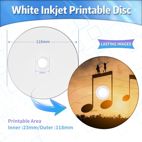 Mawfozin Bd-R Bdr 25Gb Single Layer Blue Blu-Ray Recordable Media Disc Upto 6X With 50 Pack White Inkjet Hub Printable Blank Data Recordable Media Disc With Cakebox/Spindle Packing thumb #1