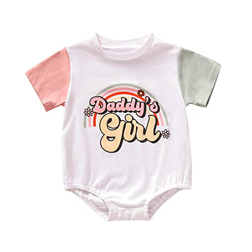 MERSARIPHY Daddys Girls Baby Girl Summer Clothes Newborn Infant Bubble Romper Letter Oversized One Piece Bodysuit Outfits