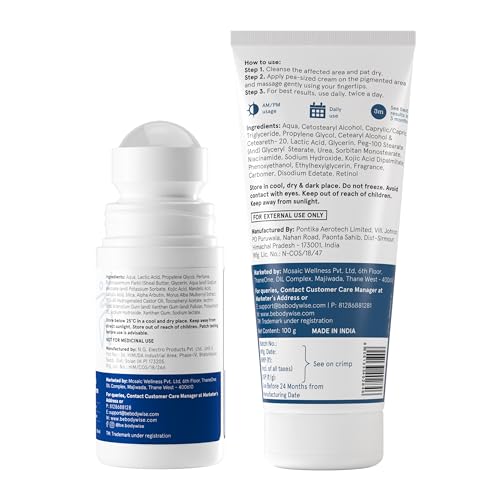 Image of Be Bodywise Advanced Pigmentation Kit | With 6% AHA BHA Aqua Underarm Roll-On (50ml) & Pigmentation Repair Cream (100g) | Reduces Body Odor, Corrects Uneven Skin Tone & Fades Pigmentation