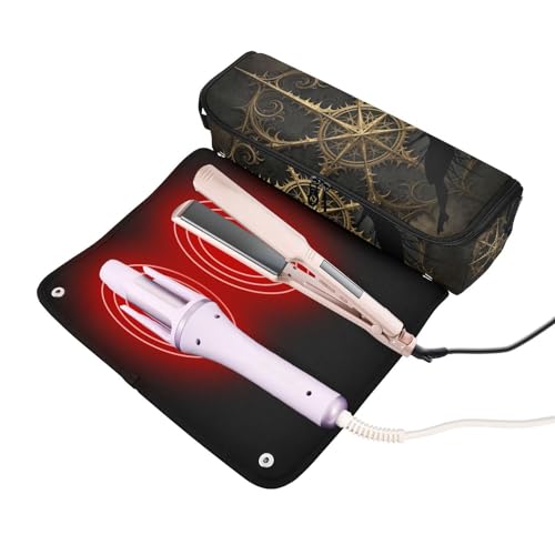 Bolsa de viaje para herramientas de cabello para mujeres con almohadilla resistente al calor portátil para planchas, rizadores y secadores miniatura 2