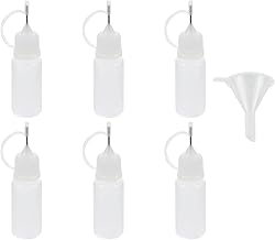 6 Pcs Precision Tip Applicator Bottles, Dropper Bottle, Needle Bottle Applicator, Squeezy Bottles with Nozzles, for Diy Quilling Craft, Oiler Bottled, Small Gluing Projects, Fine Line Craft