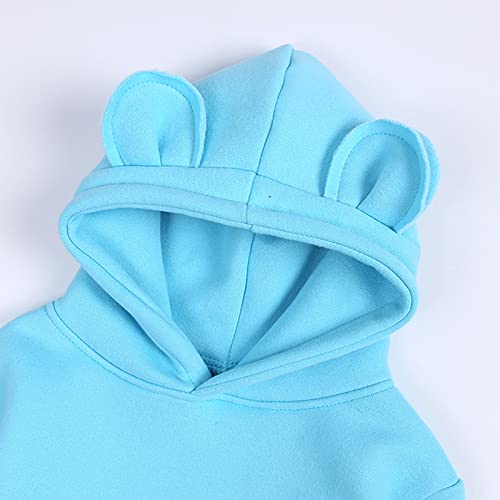 Youth Bear Hoodies for Boys Toddler Boys Girls Pullover Fleece Sweatshirt Children (Blue, 9-12 Months)4