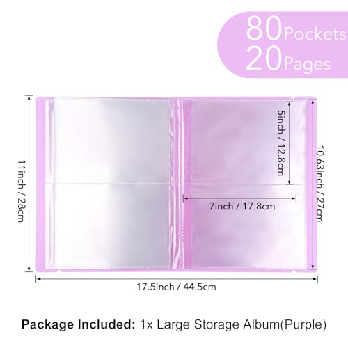 Álbum de almacenamiento grande para pegamentos y fotos Briartw con 80 bolsillos, material PP, bolsillos internos transparentes para tarjetas postales, sellos, troqueles de corte, pegamentos y organización de papel (morado) miniatura 2