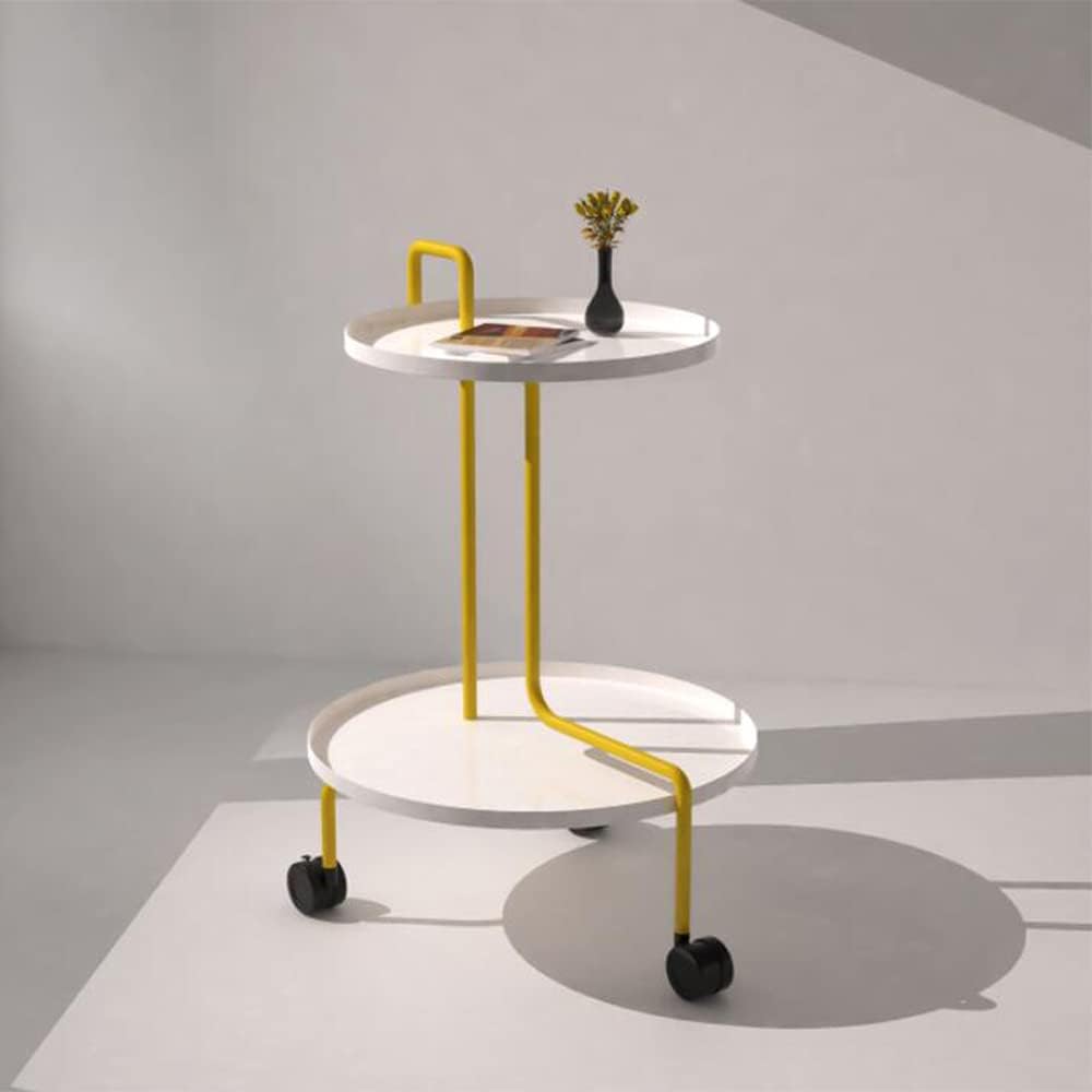 Side Table/End Table,Round Metal End Table with Double Tier,Removable Tray,Sofa Side Snack Table Nightstand,Outdoor & Indoor Drink Snack Waterproof