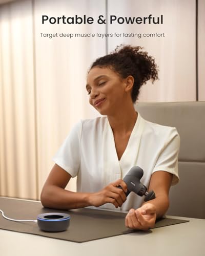 Image of RENPHO Mini Thermal Deluxe Massage Gun with Heat, Charging Dock, Small