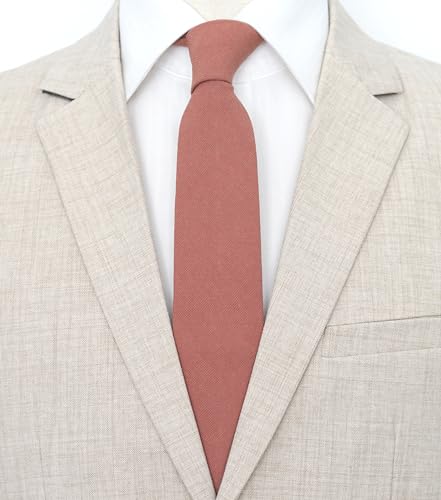 Image of BELLUNO Men's 2.5 inch Skinny Solid Cotton Linen Ties