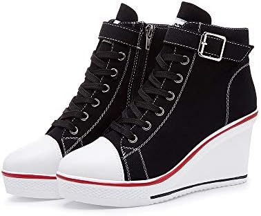Baskets Compensées Femme 8cm - Sneakers Tendance Toile Avec Talon Plateforme 35-43