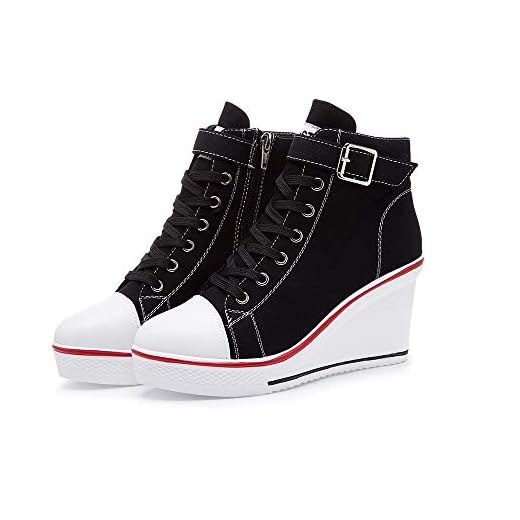 Mujer Cuñas Zapatos 35-43 EU De Lona High-Top Zapatos Casuales Talla Grande Zapatillas de Cuña para Mujer Zapatillas de Deporte Zapatillas Altas Primavera/Verano Tacón Cuña
