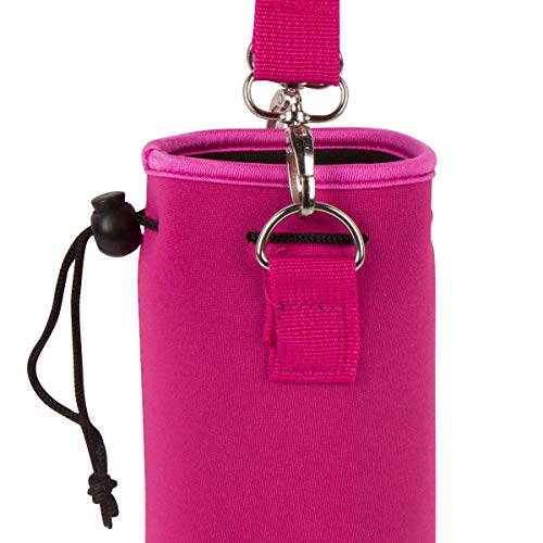 Made Easy Kit Neoprene Water Bottle Carrier Holder Bag Pouch with Adjustable Shoulder Strap Perfect for Carrying Stainless Steel, Water Bottles, Plastic Bottle (Pink, L (32oz / 1.5L))