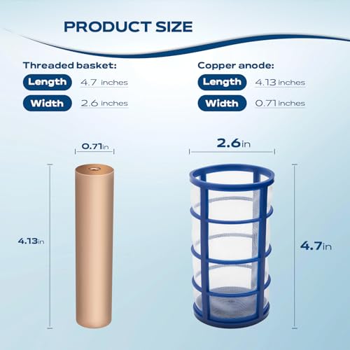 Miniatura 2 de Shuisen Kit De Repuesto De Ionizador De Cobre Para Piscina, Ánodos De Cobre De Repuesto De 4.13 X 0.98 Pulgadas, Rosca M6, Apto Para Ionizador Solar De Piscina, Funciona Con La Mayoría De Marcas