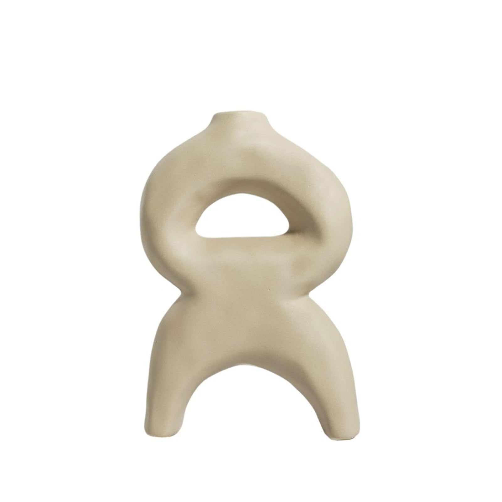 Geometric Vases Flower Vase Ceramic Decorative Art Designs Geometric Sculptures Artificial For Home Decoration(Style03-beige)