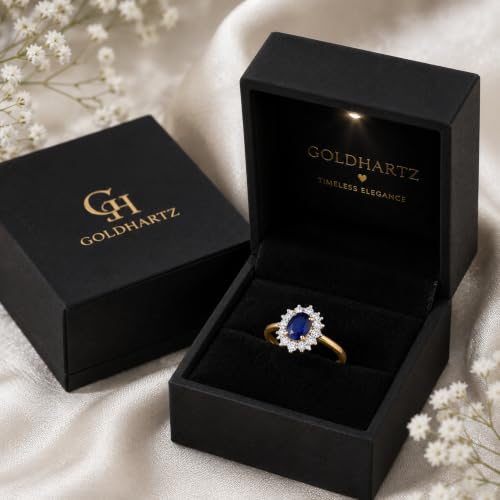 Image of Princess Diana Inspired Halo Birthstone Ring for Women Girls | Pure 925 Sterling Silver with AAA+ Natural Gemstone | 18K Gold-Plated | Best Gift for Birthday, Anniversary, or Valentine�s Day