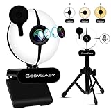CosyEasy 60FPS Webcam with Microphone and Stand for Desktop, FHD 1080P Comparable 2K 4K Webcam with Ring Light and Tripod Webcam Privacy Cover