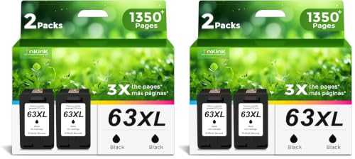 Image of Ankink 63XL Ink Cartridges Replacement for HP 63 XL (Black 4-Pack) Work with HP63 3830 4650 4652 4655 5200 5252 5255 5258 4520 4512 1112 2132 3630 3632 3631 2130 4510 4654 Printers 2 BK