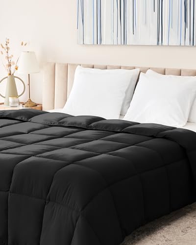Image of Lavish Comforts Twin Duvet Insert - Premium Fluffy Black Comforter, Machine Washable, 68x86