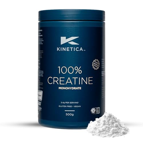 Kinetica Sports Creapure® 100% Creatine Monohydrate Powder - Unflavoured | 3.4g Creatine/Serve, 147 Servings/500g Pack | Vegan & Gluten Free | Optimum for High Physical Performance & Muscle Power