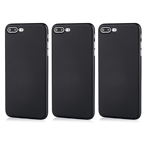 QUADOCTA iPhone 8 Plus 5,5 Funda Ultra Slim Case (3X Negro sólido) Bumper Carcasa Cover Transparente Cover