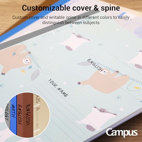 Image of KOKUYO Composition Notebooks, 3 Pack Campus B5 Comp Book with Dotted College Ruled, 40 Sheets, School Lined Notebook in Mofu Animal, Cute Journal for Women Girls Work Study Note Taking