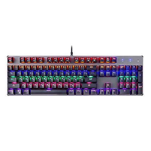 LINGLONGAN Wired Russian Mechanical Keyboard Red Switches 104 Keys with LED, Ergonomic St