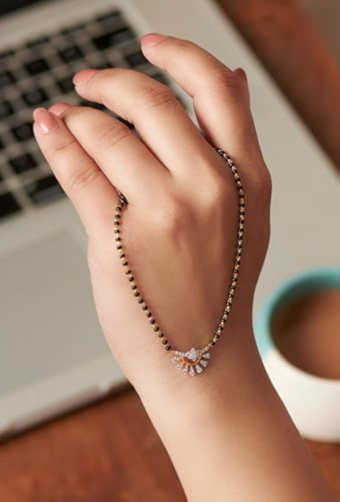 Stylish Gold Plated Mangalsutra with American Diamond