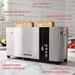 Mueller UltraToast Full Stainless Steel Toaster 2 Slice, Long Extra-Wide Slots with Removable Tray, Cancel/Defrost/Reheat Functions, 6 Browning Levels with LED Display, Housewarming Gifts New Home - Image 5
