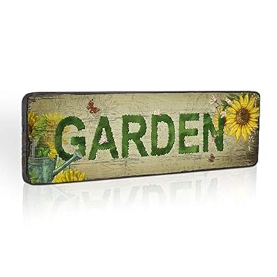 Garden Themed Decorative Signs Vintage Wood Hanging Sign Outdoor Garden Decor Plaques Patio Deck Porch Yard Art Decoration by 16''x5''