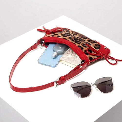 Image of Fashionable Leopard Women's Crossbody Bag Shoulder Bag Clutch Purse- Vintage Chic for Everyday and Formal Occasions - Black
