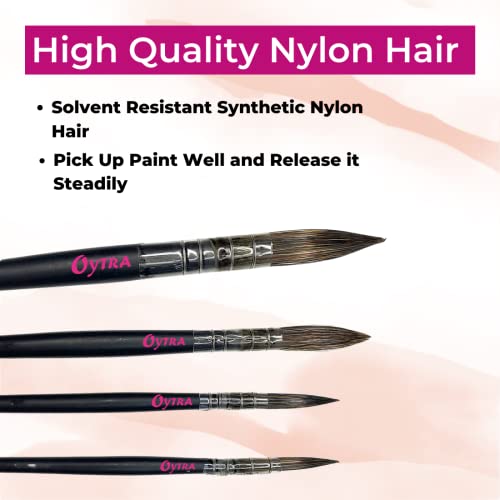 Image of Oytra Mop Brush 4 Pcs Set for Artists Painting Calligraphy Watercolor Quill Oil Acrylics with Wooden Handle Vegan Soft Bristles