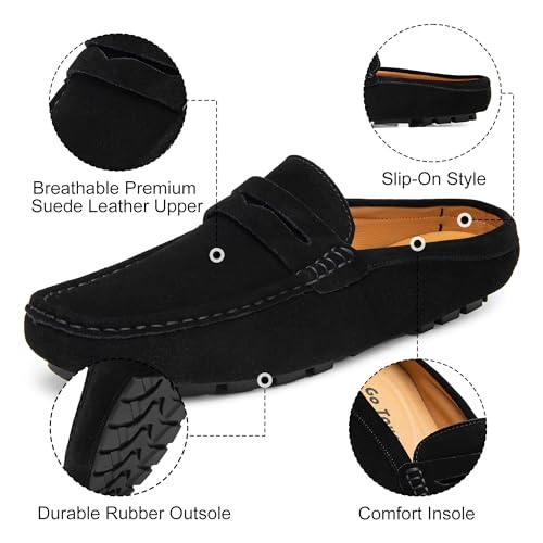 Go Tour Mens Handmade Suede Leather Mules Clog Slippers Breathable Leather Slip on Shoes Casual Loafers3