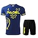 Kit Maglia Calzoncini Fluo Padel t-Shirt Paddle World Smash Tennis Gara (Blu Royal/Giallo, 52 XL IT)