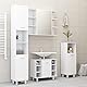 vidaXL Bad Spiegelschrank, Badschrank Badezimmerschrank mit Tür Fächern, Wandschrank für Badezimmer, Badspiegel Badmöbel, Modern, Weiß Holzwerkstoff