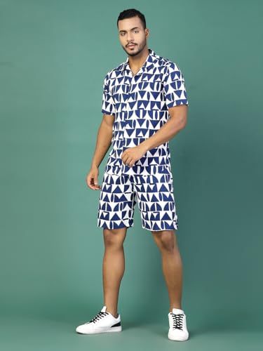 Image of Rigo Printed Co-Ord Set for Men's | Casual Shirt & Shorts Night Suit Set | Lounge-wear Nightdress Pajama Set for Men's | Night Wear, Beach Wear, Vacation Wear Outfit