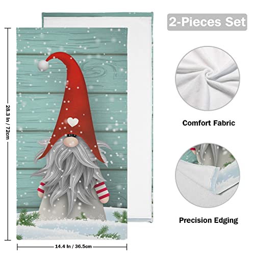 Gnome Christmas Tomte Hand Towels Set Of 2, Face Fingertip Towel For Bathroom Soft Absorbent Microfiber Decorative Bath Towel 28X14 In Gym Hotel Spa Yoga Sport #TOP1