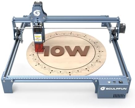 SCULPFUN S9 Pro 10W Laser Engraver, 0.06mm High Precision Laser Engraving Machine, Up to 20mm Wood 15mm Acrylic Laser Cutter, Laser Engraver Machine for Wood Metal Acrylic Leather