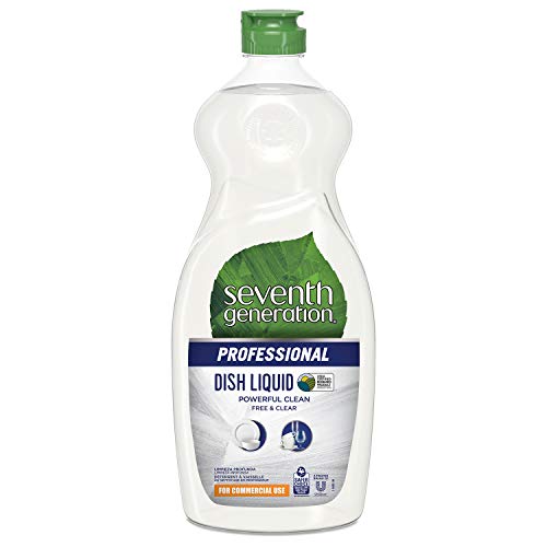 Seventh Generation Professional Dish Liquid, Free & Clear, Unscented, Hypoallergenic for Sensitive Skin, 25 fl oz (Pack of 12)