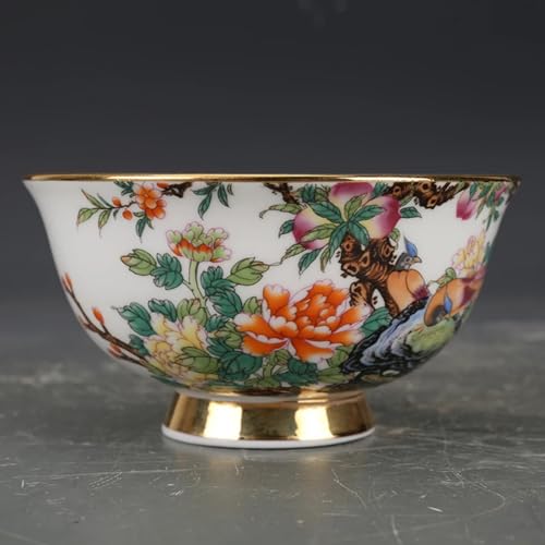 Cuenco de porcelana antigua de la dinastía Qing esmaltado con diámetro de 13 cm 3