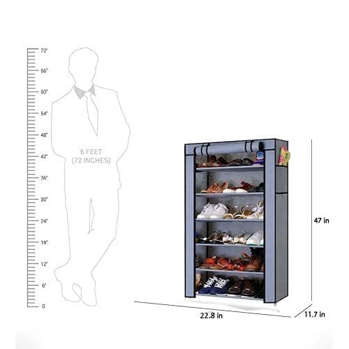 Image of 6 Layer Plastic Shoe Rack | Space Saving Multi Tier Shoe Stand Organizer for Home, Bedroom & Entryway | Durable Waterproof DIY Footwear Storage Rack for Men Women & Kids (Gray)