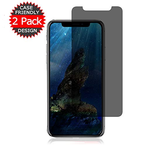 [2 Packs] iPhone Xs/X Privacy Screen Protector Loopilops iPhone Xs/X Anti Spy Tempered Glass Screen Protector [3D Touch] [9H Hardness] Compatible with iPhone Xs/X Privacy [5.8 Inch]