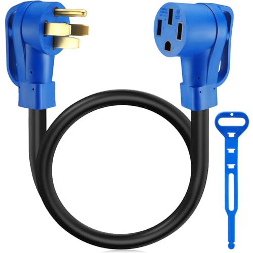 Kanayu 50 Amp RV/EV Extension Cord NEMA 14-50P to 14-50R ETL Listed 4 Prong Flexible Heavy Duty STW Outdoor Waterproof Power Cord with Grip Handle for RV EV Camper(3ft)