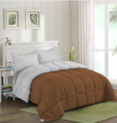Image of Quilt for All Season 150 GSM Comforter Duvet /Ac Blanket Double Bed Soft Microfiber Lightweight (90 inch X100 inch Inches) - Double Bed Comforter - Chocolate Brown /Silver Grey Color