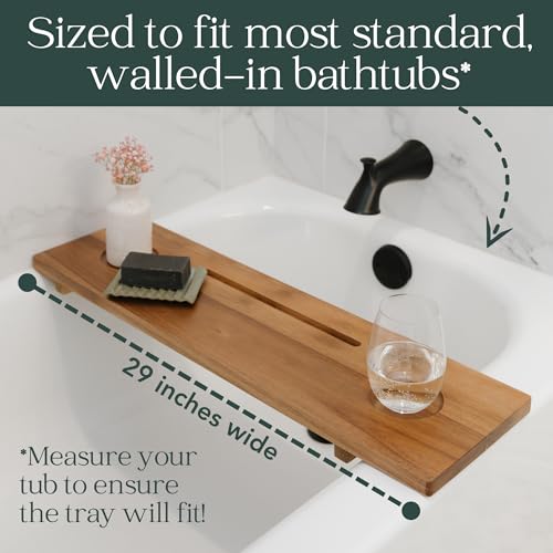 Premium Nature Shed Bathtub Tray for Standard Tubs | 29" Solid Acacia Luxury Bath Tray for Tub | Anti-Tip, Non-Toxic, Sustainable, Adjustable Bathtub Caddy | Bathroom Accessories Holders for Tub Tray by Nature Shed - Image 2