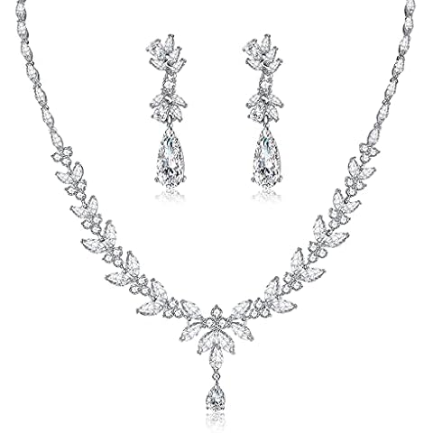IDASANY Jewelry Set for Women, Cubic Zirconia Necklace & Dangle Earrings Jewelry Set for Bride Bridesmaid Wedding Prom Party Cover