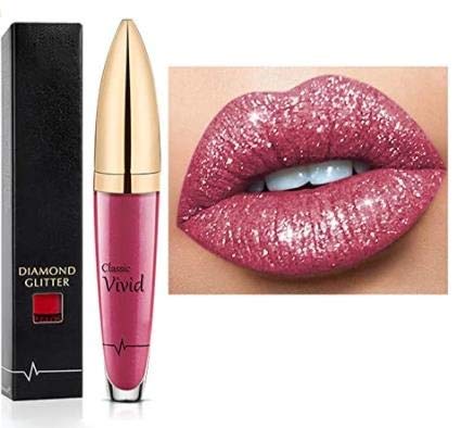 2021 Popular Glitter Lipstick 18 Color Diamond Shiny Long Lasting Noble Lipstick Easy To Color Series Metallic Liquid Lipstick Sparkling Waterproof Non-Stick Shining Lip Glaze Gift for Women and Girls