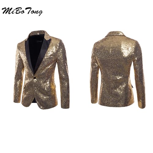 Men's Sparkle Blazer Notch Lapel One Button Sequin Suit Nightclub Party Tuxedo Suit Jacket2
