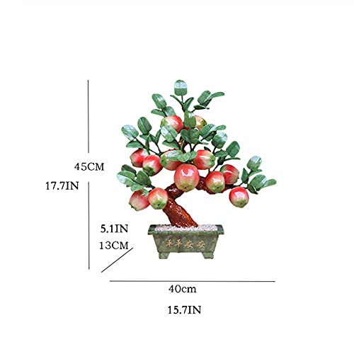 Künstlicher Bonsai-Baum, Tischplatte, Bonsai-Baum, Jade, Apfel, Bonsai, Ornamente, verheißungsvolle Dekoration, chinesische grüne Topfpflanzen für Zuhause, Büro, Tischdekoration - Image 3