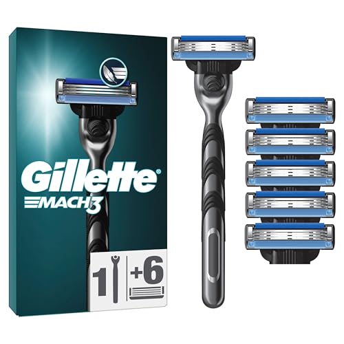 Gillette Mach3 Basis Rasierer für Männer, 1 Gillette Rasierer, 1 Ersatzklingen, Mit Gleitstreifen für ein sanftes Gleiten und NEUER Klingenbeschichtung, für weniger Hautirritation
