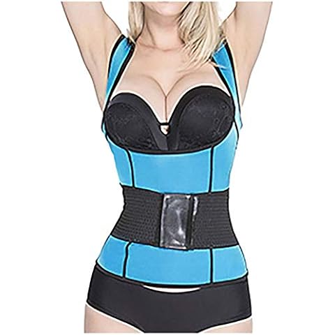 EMATOP Women's Bustiers Corsets Zipper Single Belts with Breastplate Stylish Tunic Underbust Waist Trainer Belt Adjustable Straps Belly Sport Shaper Trimmer Sweat Training Girdle Cover