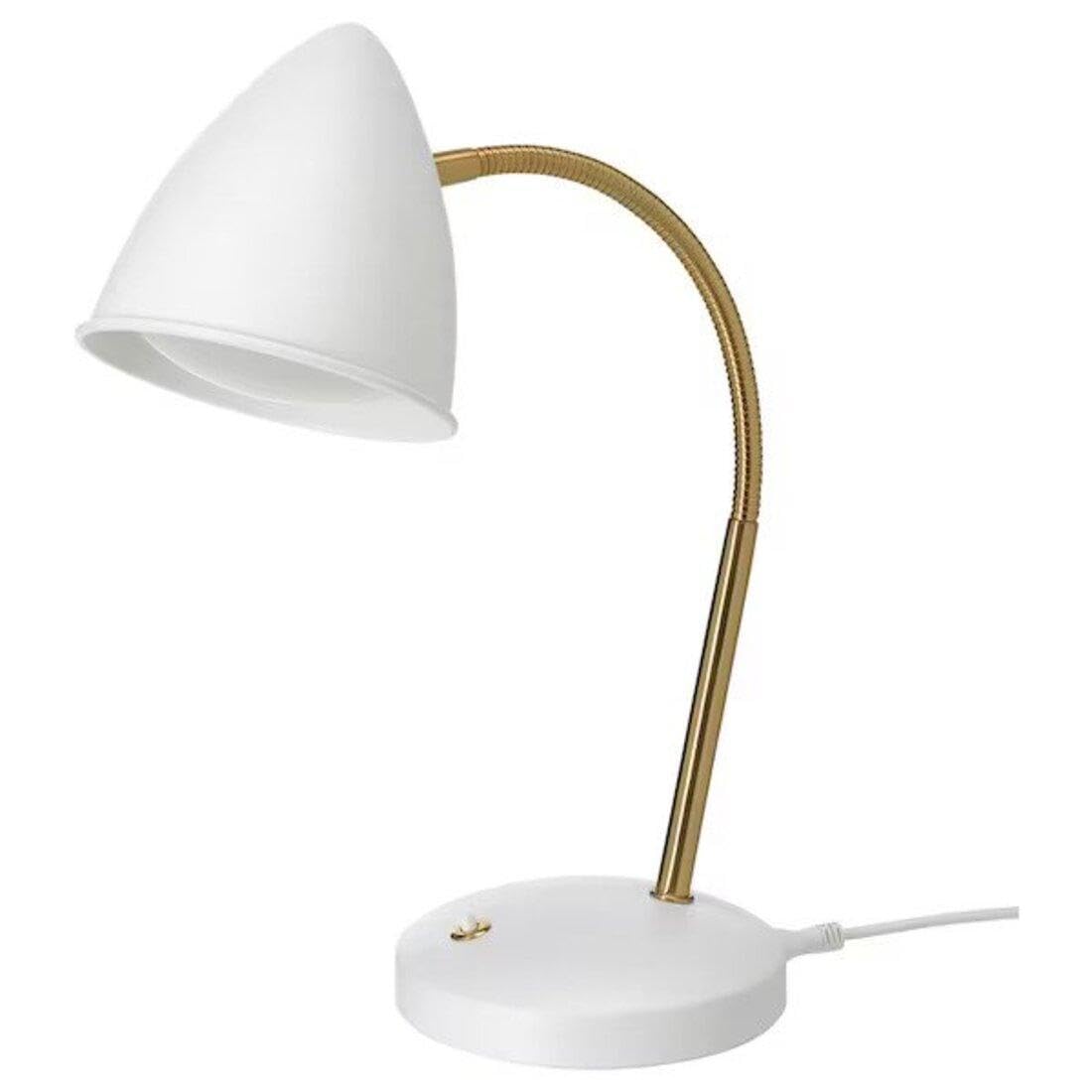Ikea ISNÅLEN LED Work Lamp, White with Brass-Plated Gooseneck, 37 cm Height, 200 Lumens, Flexible Arm-image-13