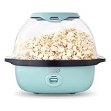 DASH SmartStore™ Deluxe Stirring Popcorn Maker, Hot Oil Electric Popcorn Machine with Large Lid for Serving Bowl and Convenient Storage, 24 Cups – Aqua